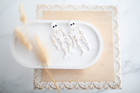 Clay Earrings | Skeleton Dangles | Pumpkin Patch Collection