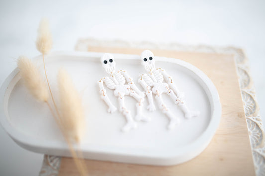 Clay Earrings | Skeleton Dangles | Pumpkin Patch Collection