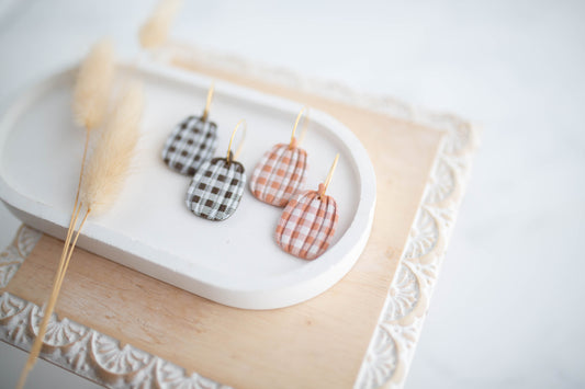 Clay Earrings | Plaid Pumpkin Hoops | Pumpkin Patch Collection