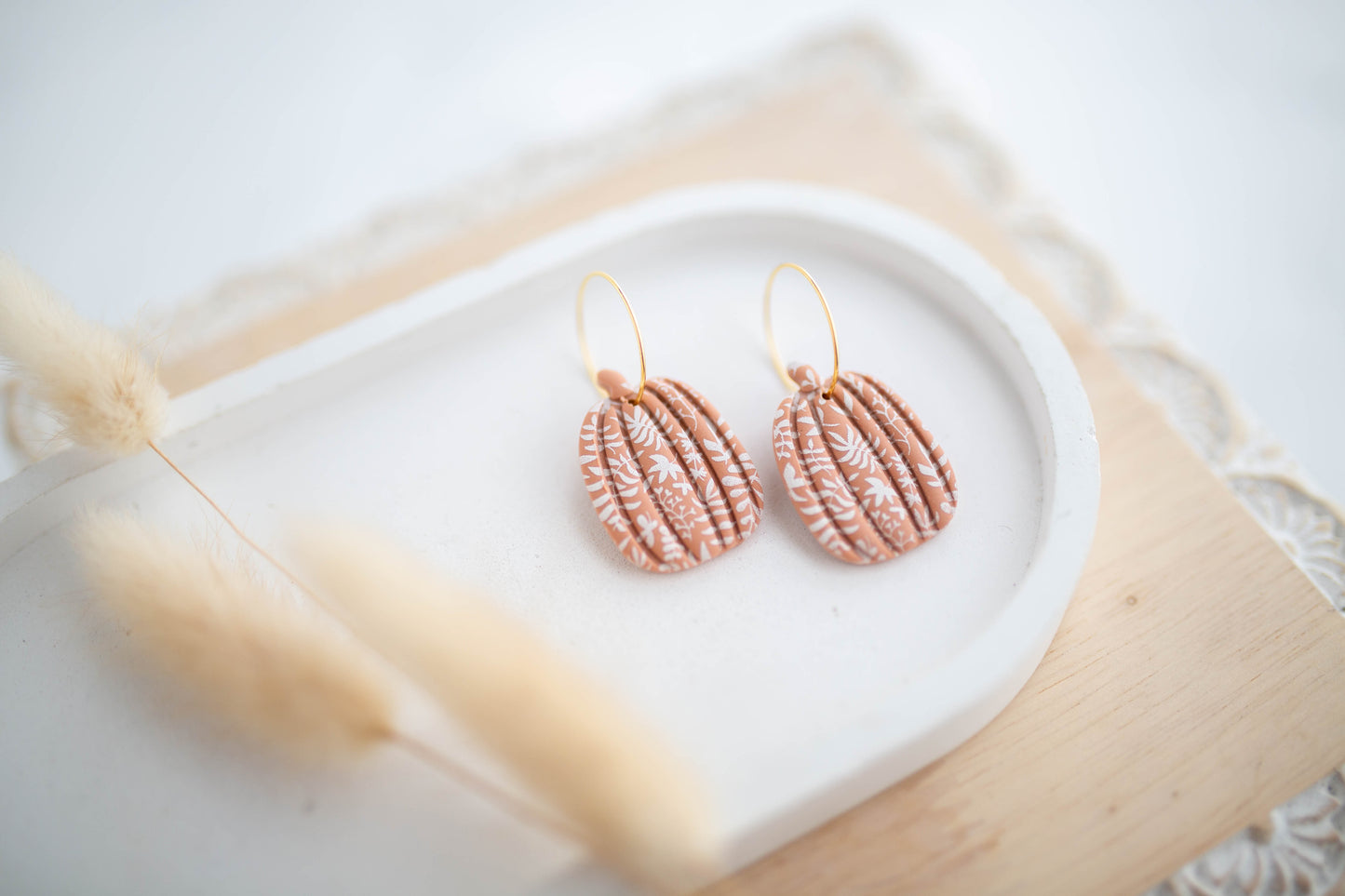 Clay Earrings | Floral Pumpkin Hoops | Pumpkin Patch Collection