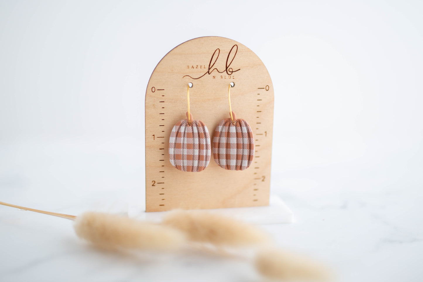 Clay Earrings | Plaid Pumpkin Hoops | Pumpkin Patch Collection