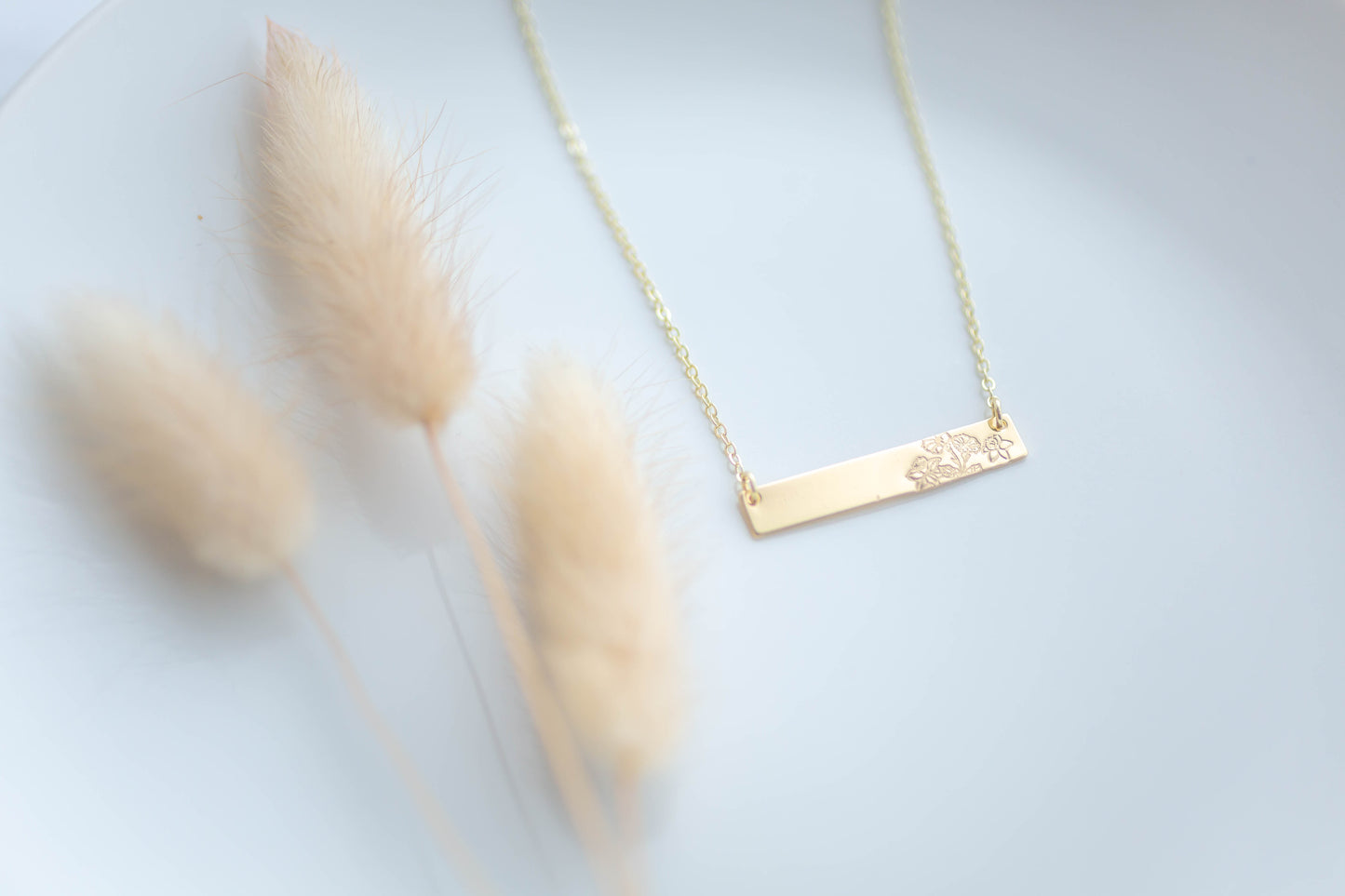 Stamped Jewelry | Birth Flower Bar Necklace | Mother's Day Collection