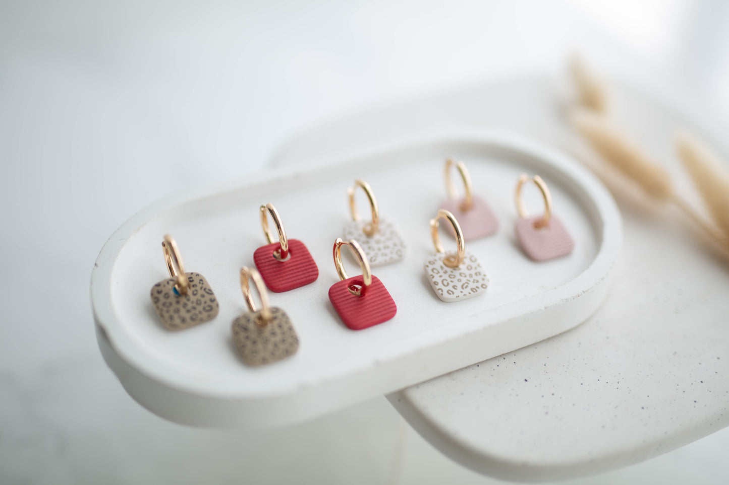 Clay Earrings | Square Huggie Hoops | Wild Love Collection