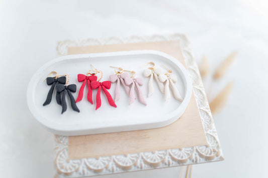 Clay Earrings | Bow Dangles | Sweetheart Collection