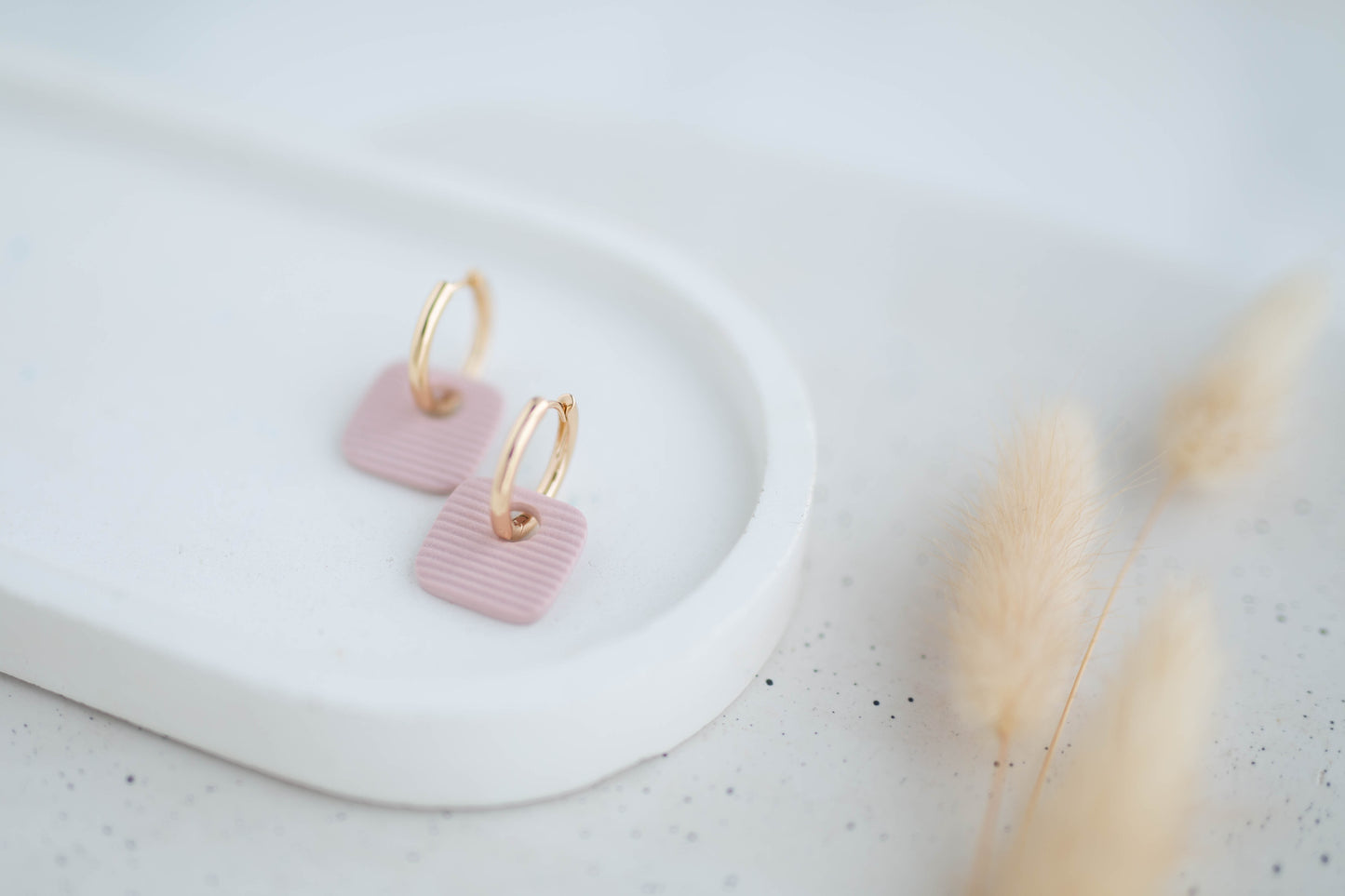 Clay Earrings | Square Huggie Hoops | Wild Love Collection