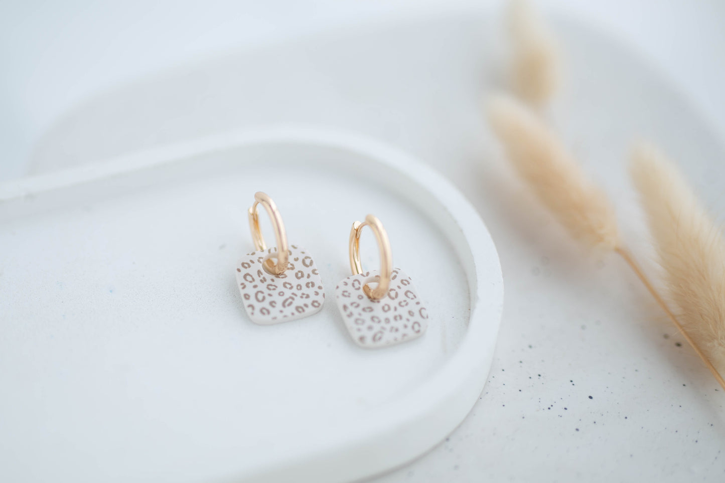 Clay Earrings | Square Huggie Hoops | Wild Love Collection