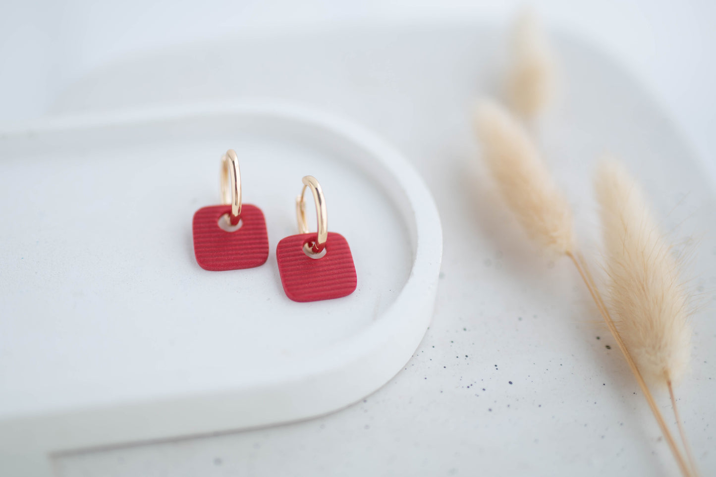 Clay Earrings | Square Huggie Hoops | Wild Love Collection