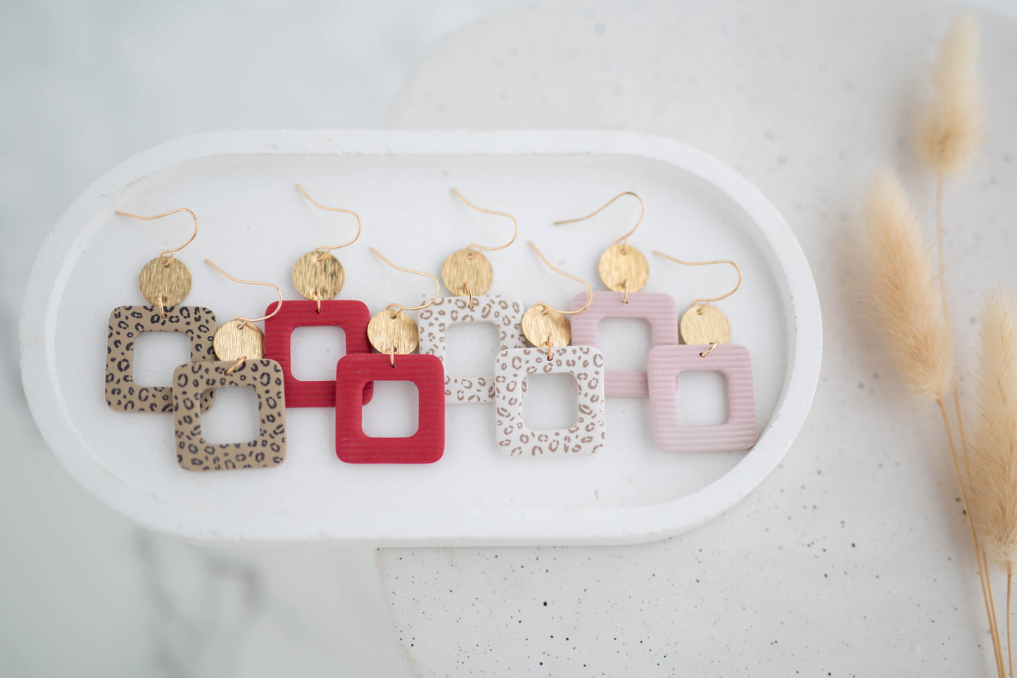 Clay Earrings | Square Dangles | Wild Love Collection