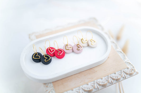 Clay Earrings | Mini Heart Hoops | Sweetheart Collection