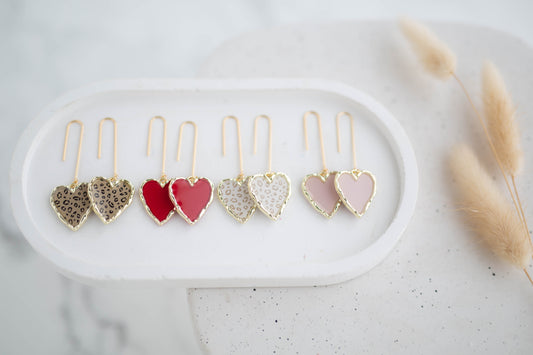 Clay Earrings | Longline Heart Dangles | Wild Love Collection