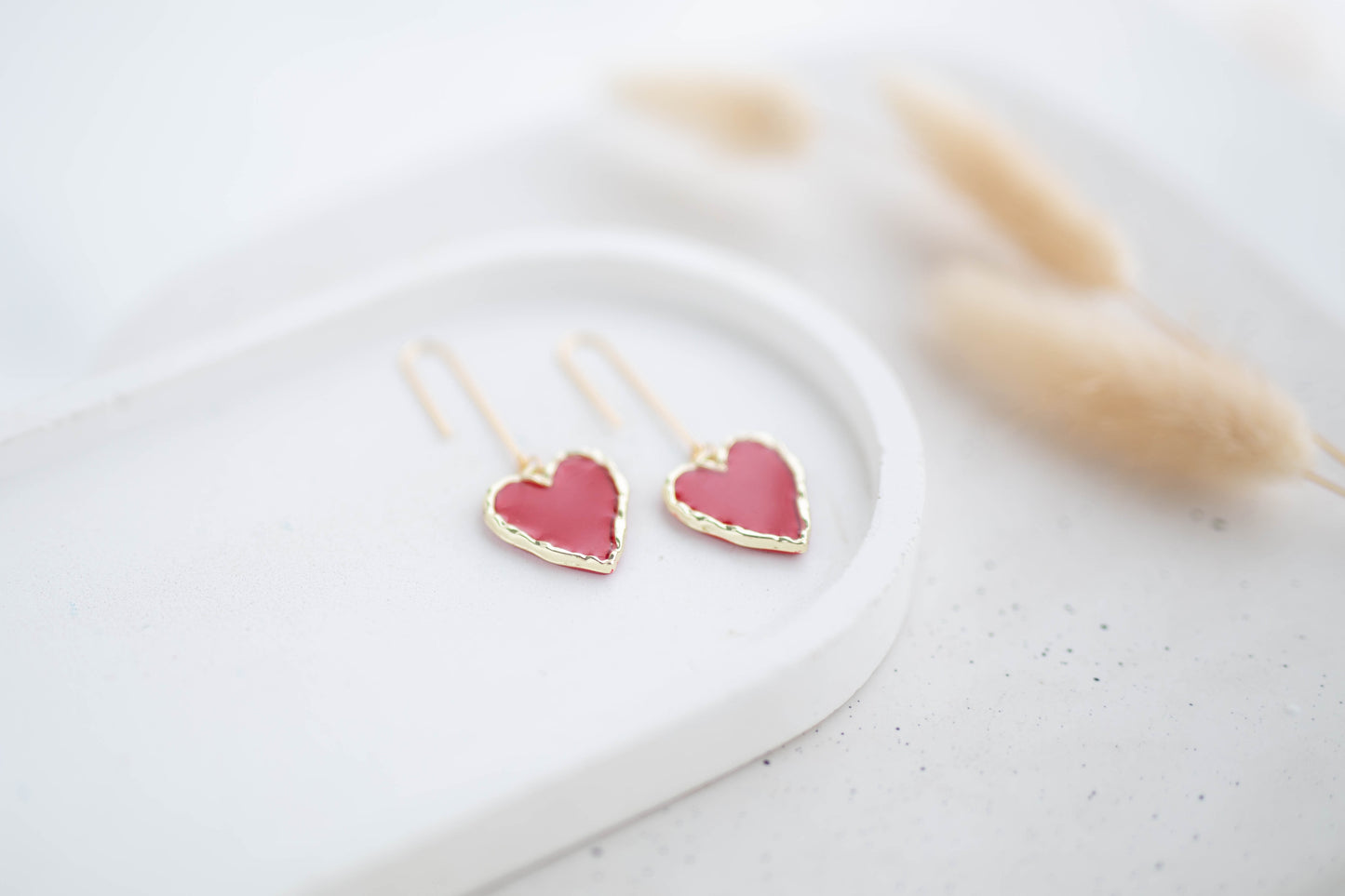Clay Earrings | Longline Heart Dangles | Wild Love Collection