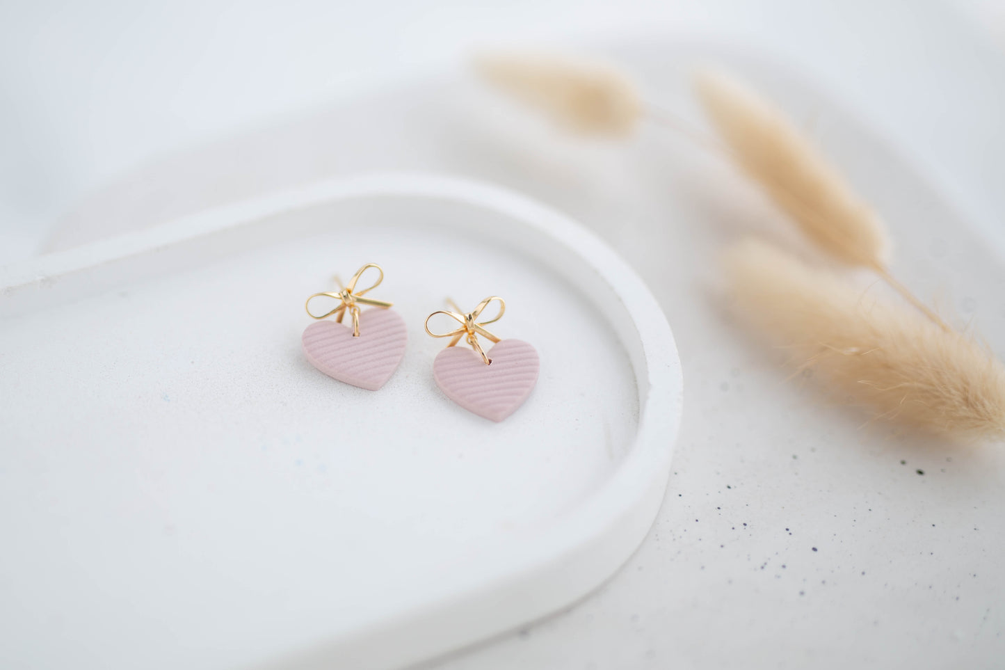 Clay Earrings | Bow + Heart Dainty Dangles | Wild Love Collection