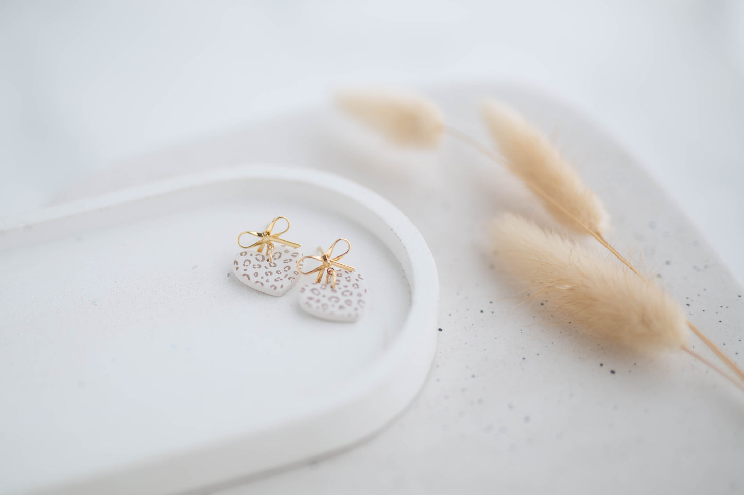 Clay Earrings | Bow + Heart Dainty Dangles | Wild Love Collection