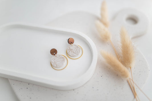 Clay Earrings | Imprinted Dainty Dangles | All Things Neutral Collection