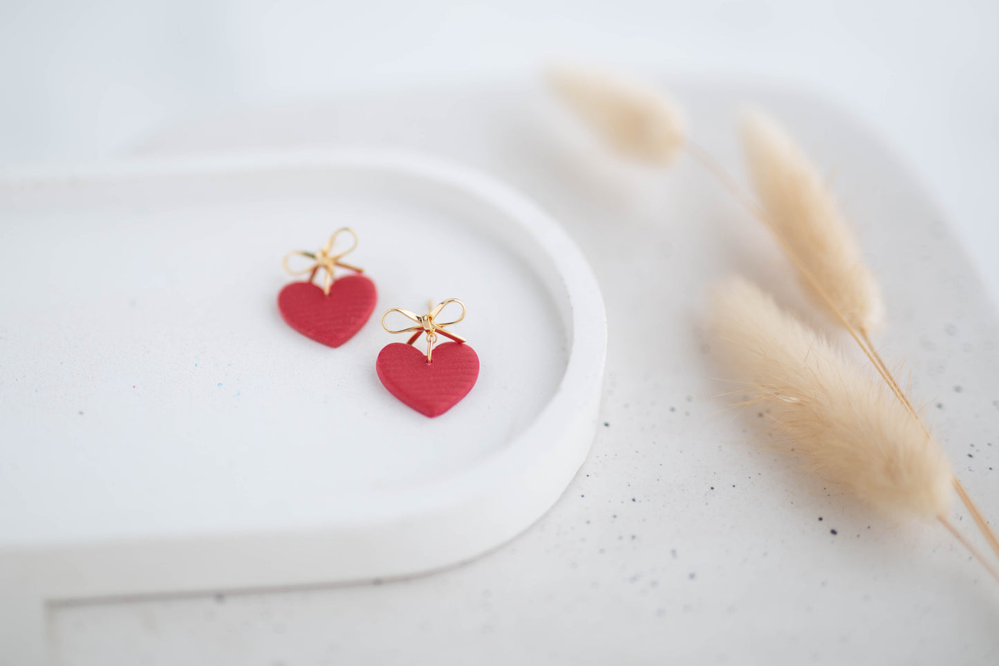 Clay Earrings | Bow + Heart Dainty Dangles | Wild Love Collection