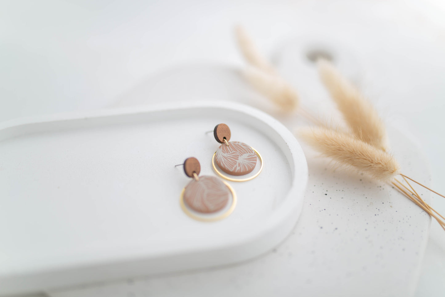 Clay Earrings | Imprinted Dainty Dangles | All Things Neutral Collection