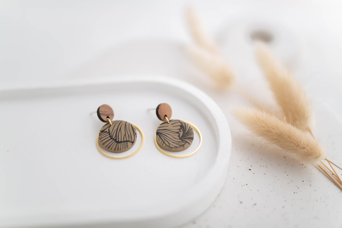 Clay Earrings | Imprinted Dainty Dangles | All Things Neutral Collection