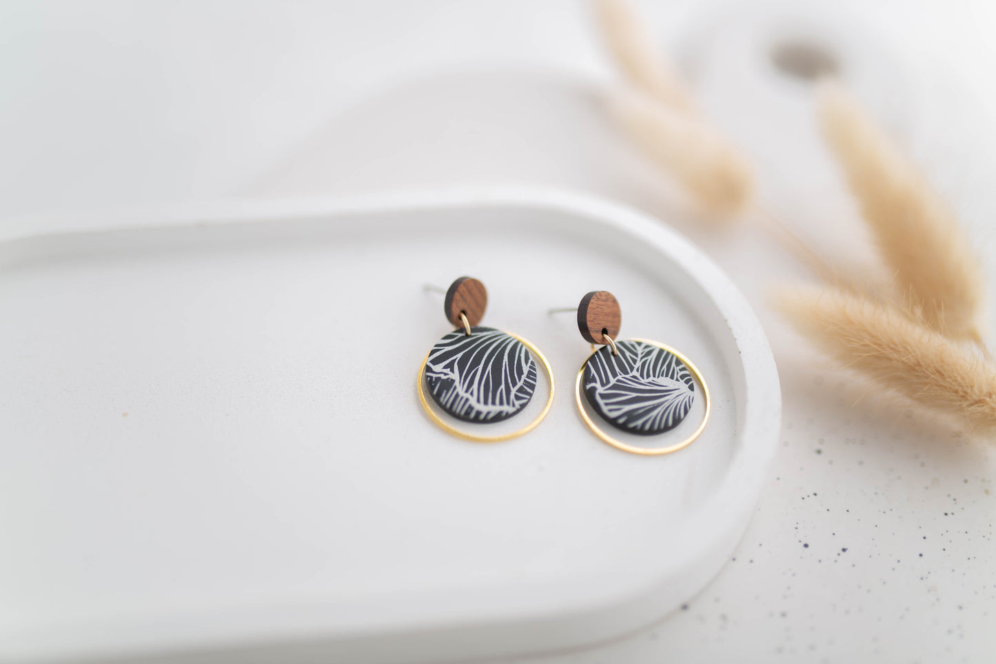 Clay Earrings | Imprinted Dainty Dangles | All Things Neutral Collection