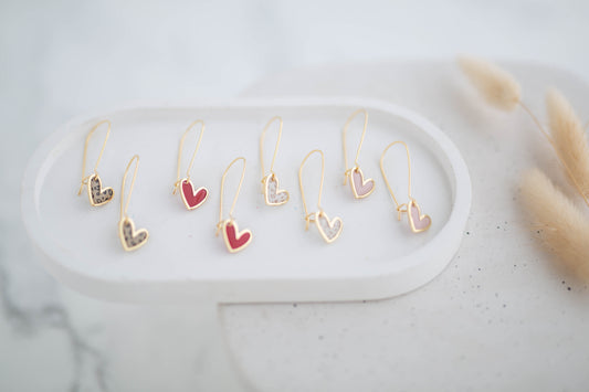Clay Earrings | Dainty Heart Longline Dangles | Wild Love Collection