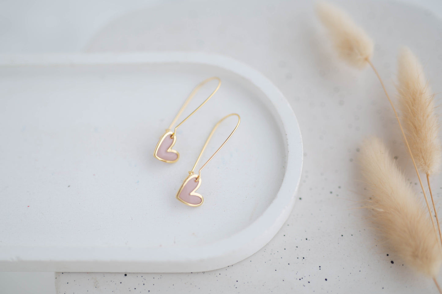 Clay Earrings | Dainty Heart Longline Dangles | Wild Love Collection