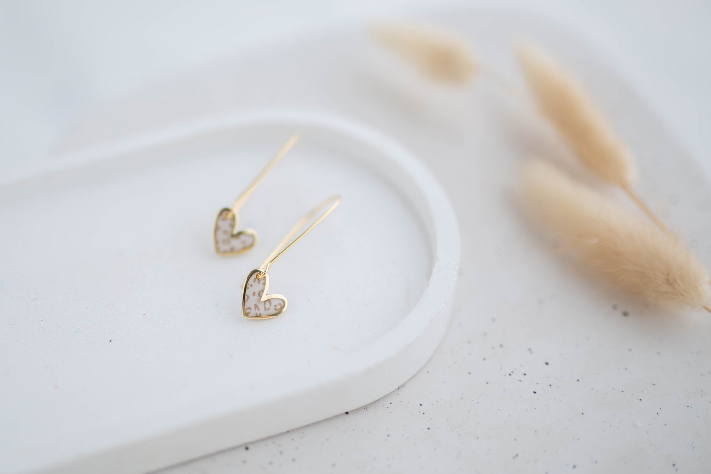Clay Earrings | Dainty Heart Longline Dangles | Wild Love Collection