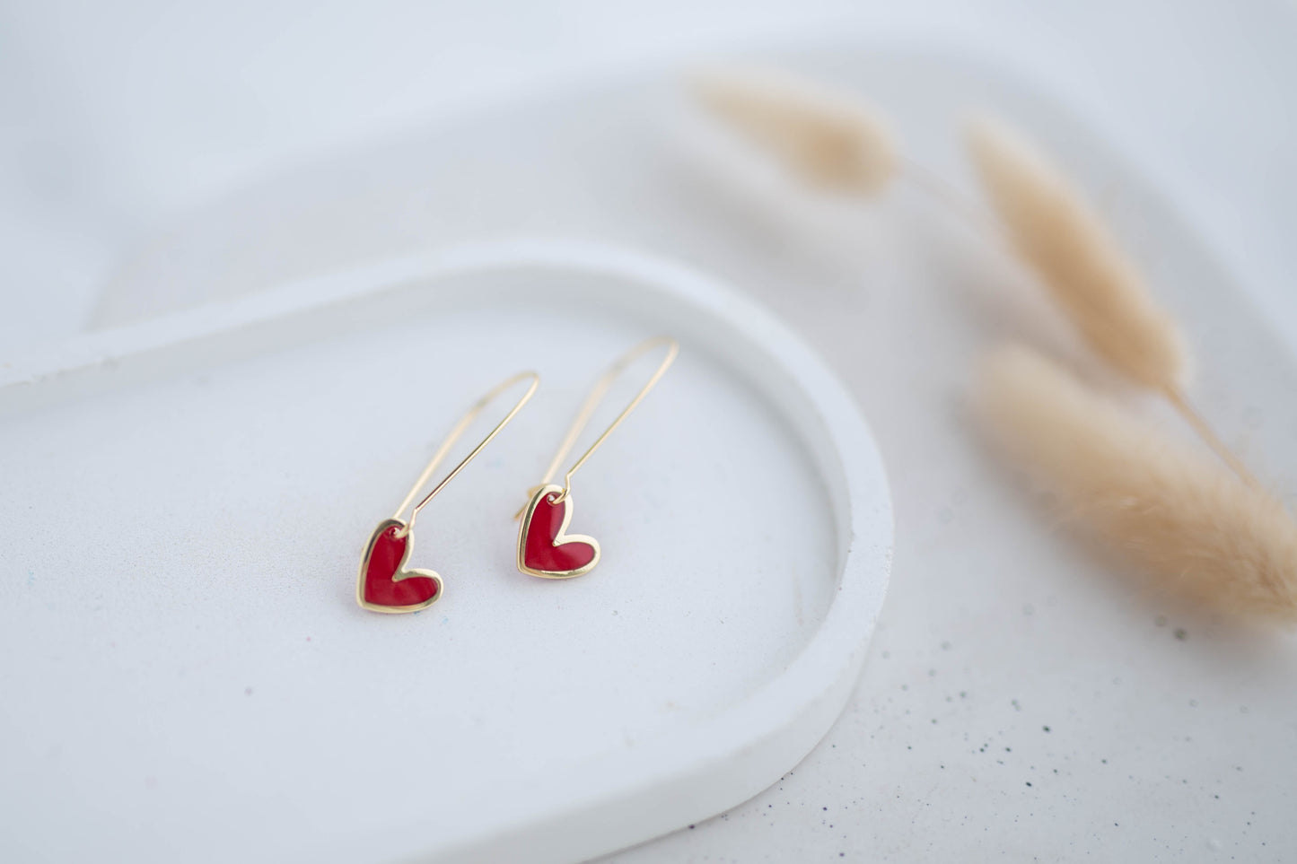 Clay Earrings | Dainty Heart Longline Dangles | Wild Love Collection