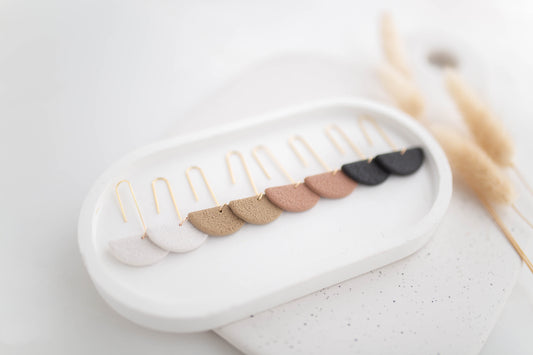 Clay Earrings | Semi Circle Drops | All Things Neutral Collection