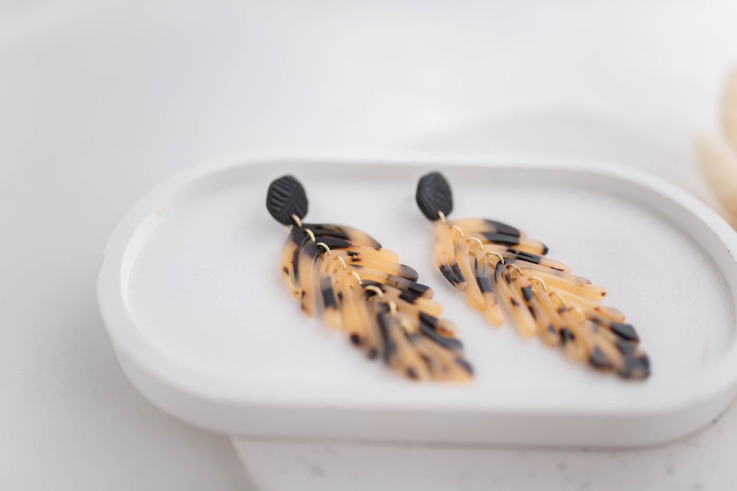 Clay Earrings | Longline Leaves | All Things Neutral Collection