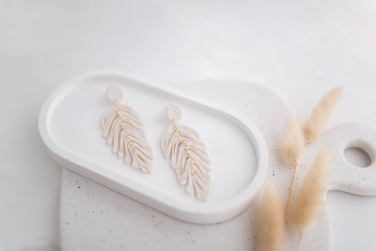 Clay Earrings | Longline Leaves | All Things Neutral Collection