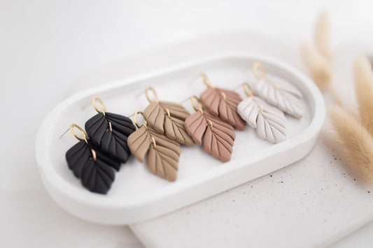 Clay Earrings | Leaf Dangles | All Things Neutral Collection
