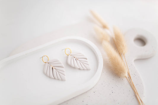 Clay Earrings | Leaf Dangles | All Things Neutral Collection