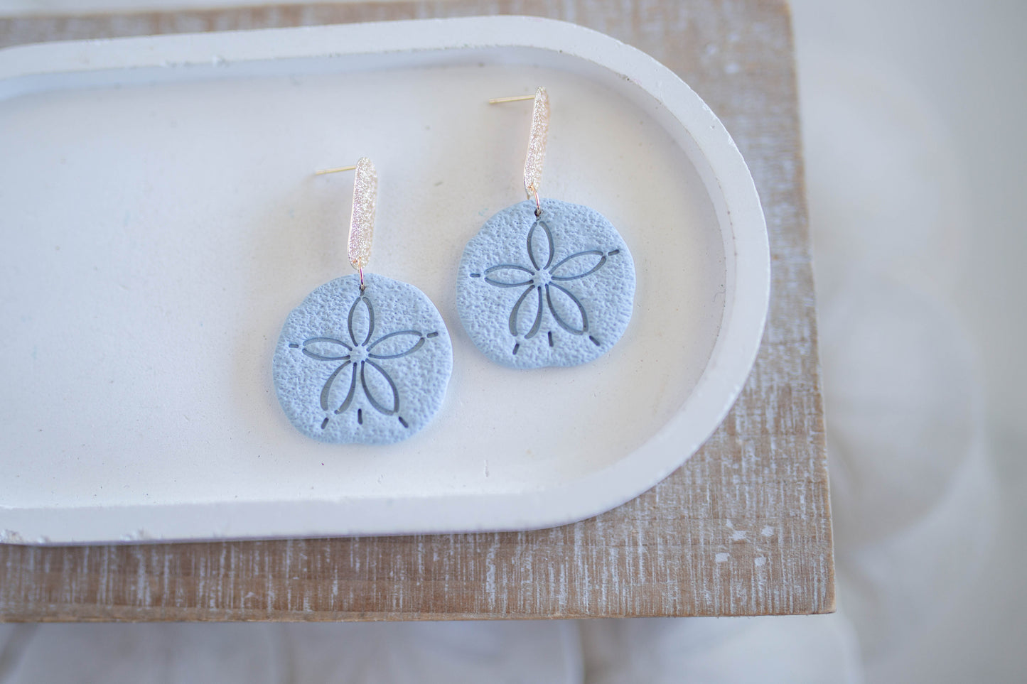 Clay Earrings | Sand Dollar Dangles | Coastal Shores Collection
