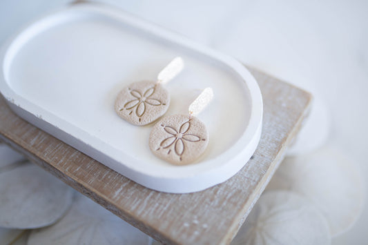Clay Earrings | Sand Dollar Dangles | Coastal Shores Collection