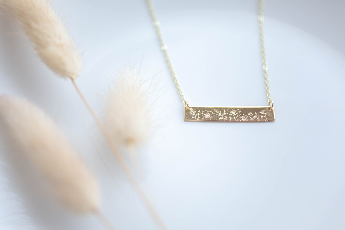 Stamped Jewelry | Floral Bar Necklace | Mother's Day Collection