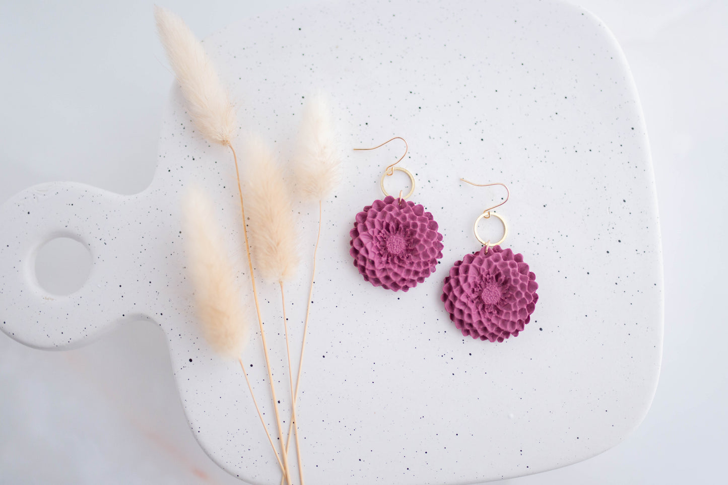 Clay Earrings | Large Dahlia Dangles