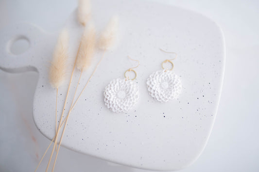 Clay Earrings | Large Dahlia Dangles