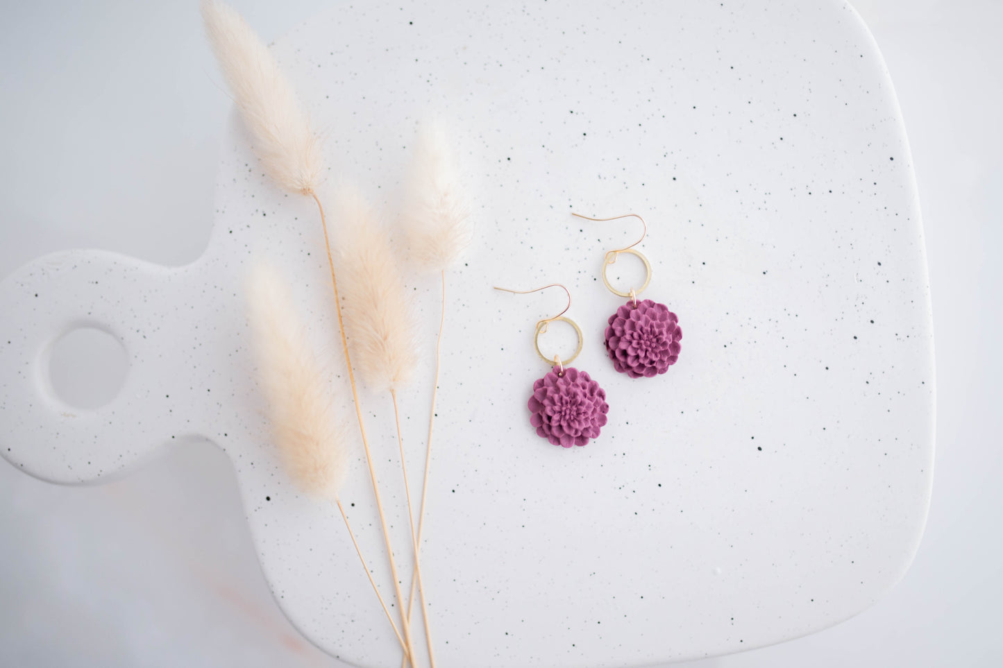 Clay Earrings | Small Dahlia Dangles