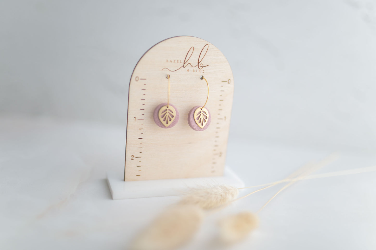 Clay earring | white leaf mini hoops | spring collection