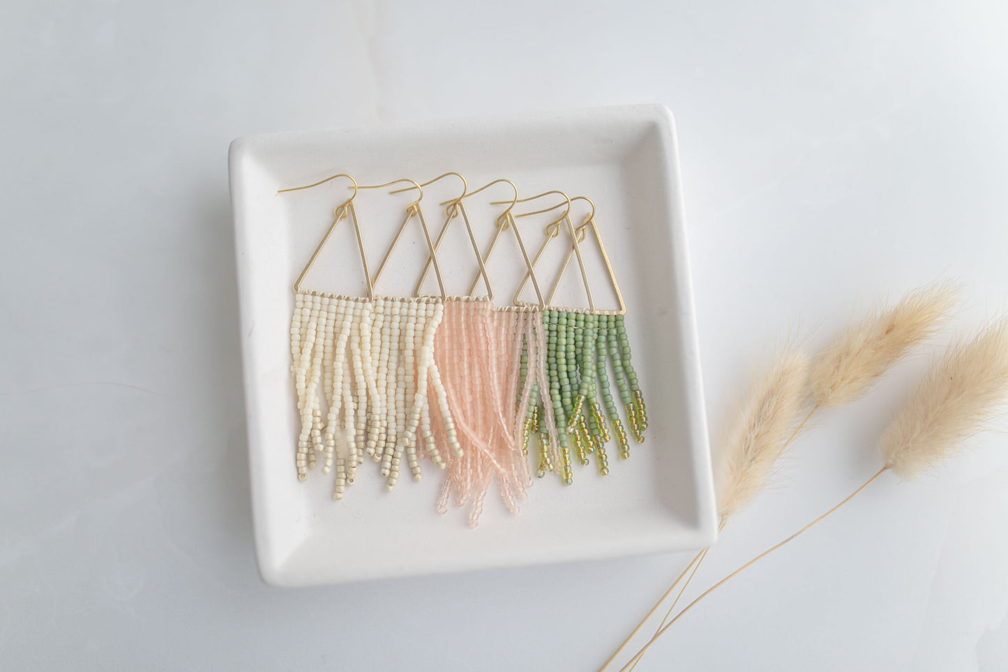 Beaded earring | peach fringe | spring collection