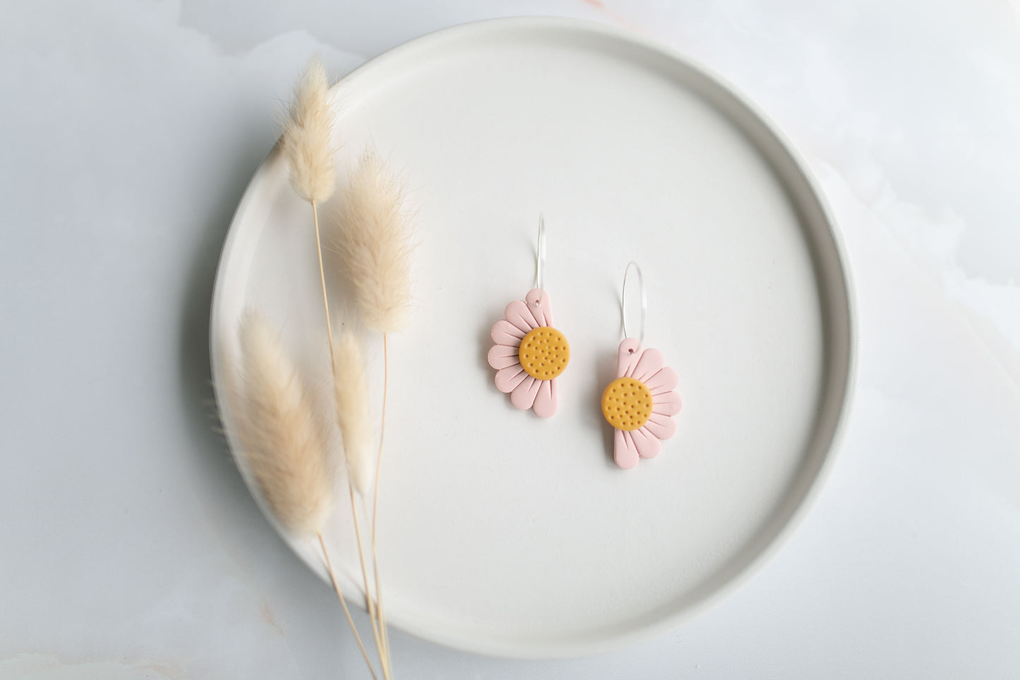 Clay earring | peach daisy hoops | spring collection