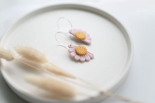 Clay earring | blush daisy hoops | spring collection