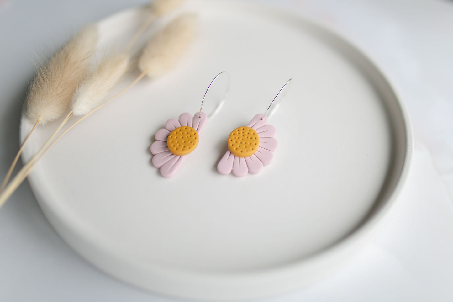 Clay earring | blush daisy hoops | spring collection