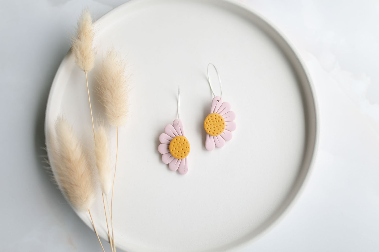 Clay earring | blush daisy hoops | spring collection