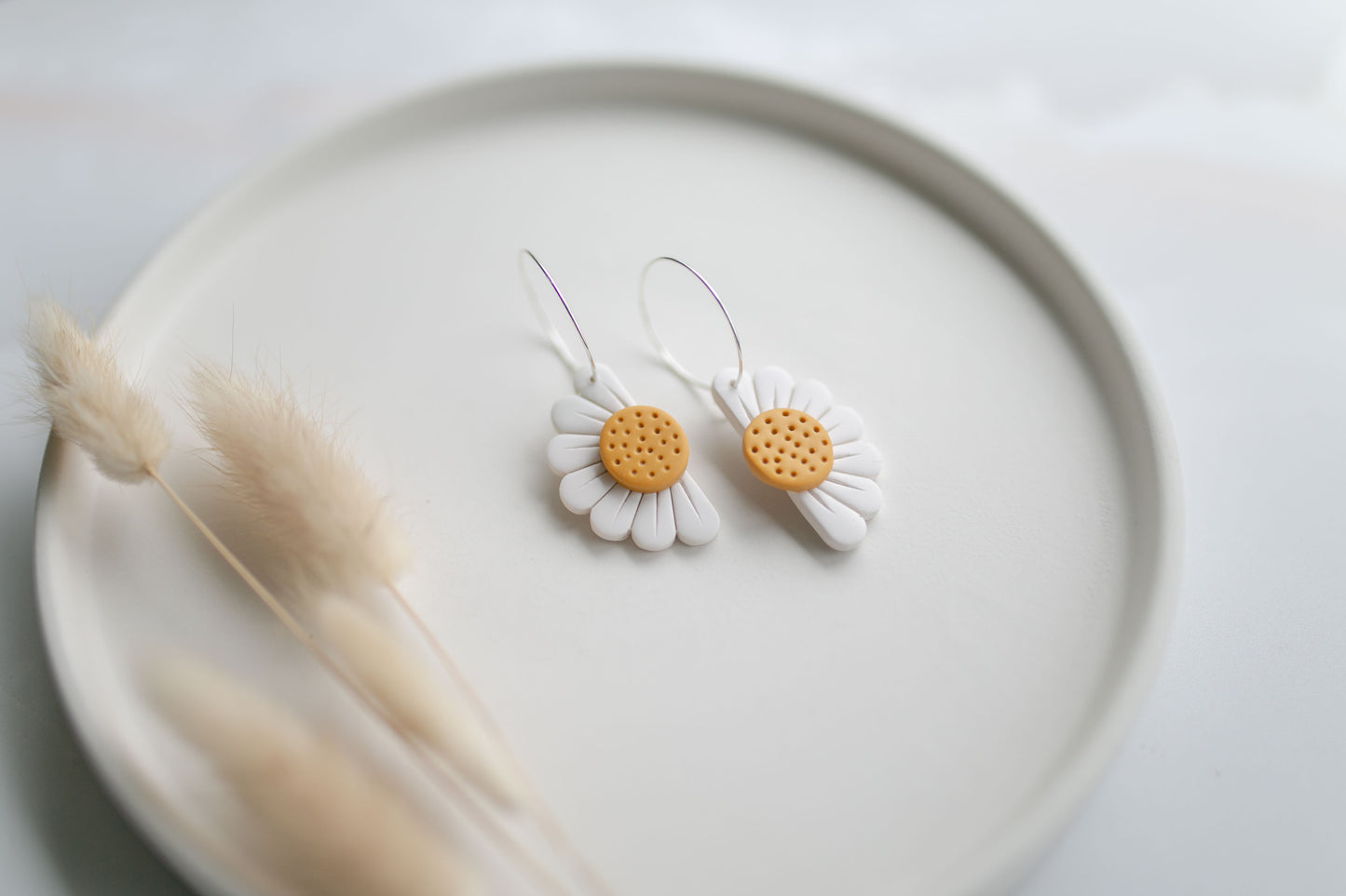 Clay earring | ivory daisy hoops | spring collection