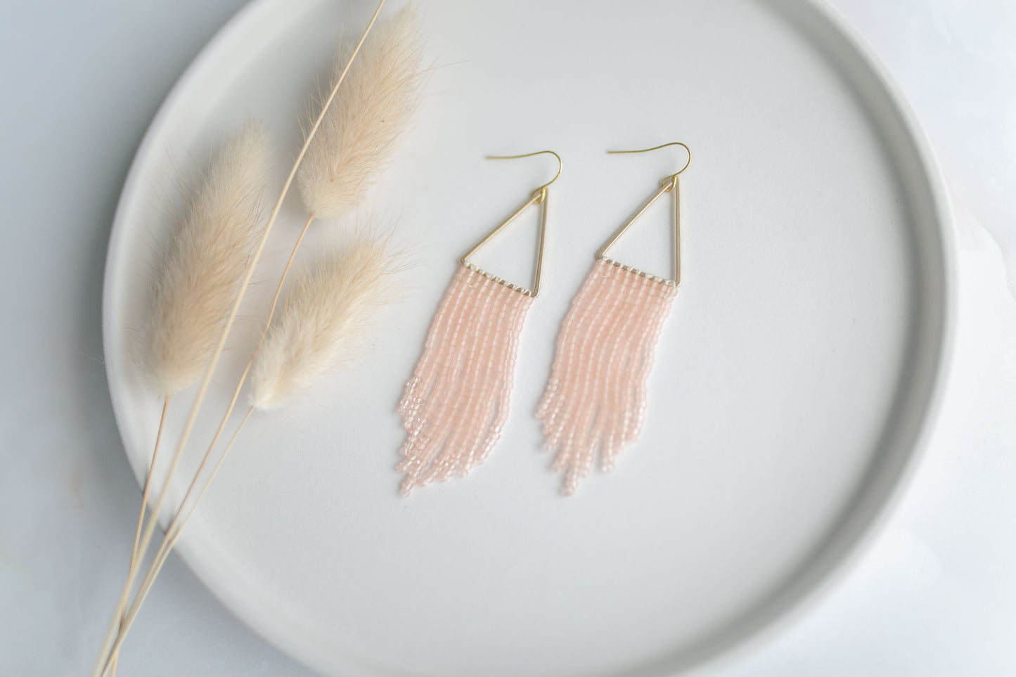 Beaded earring | peach fringe | spring collection