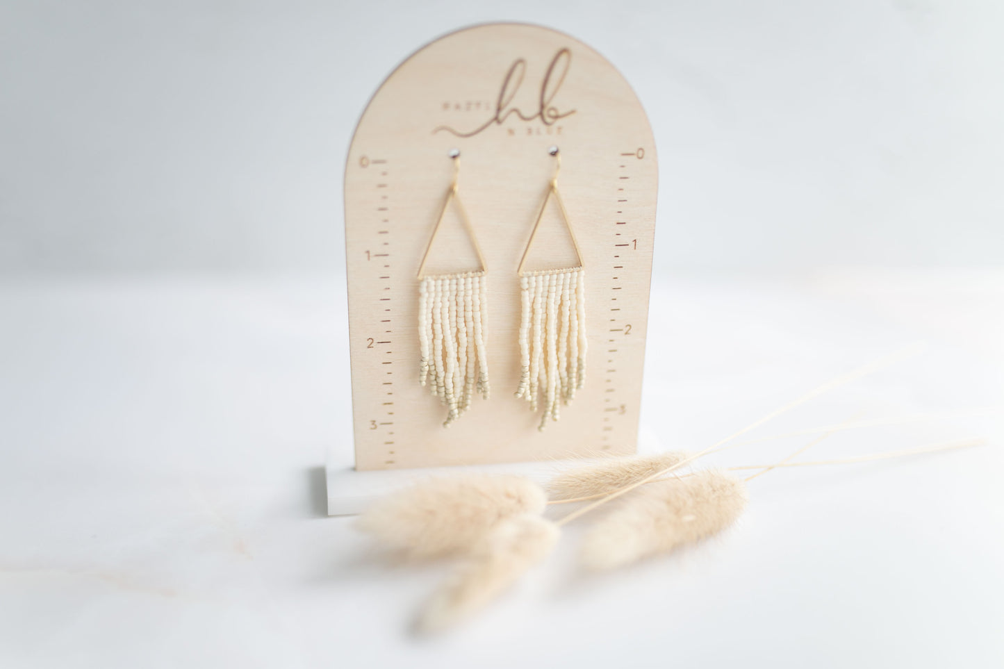 Beaded earring | ivory fringe | spring collection