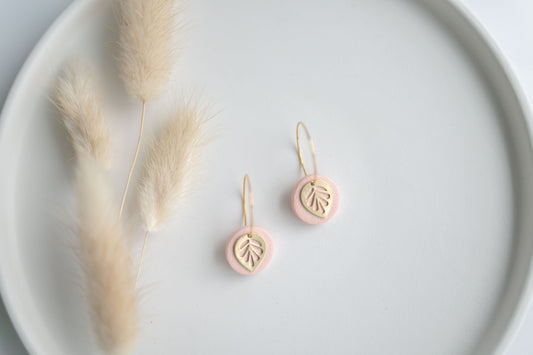 Clay earring | peach leaf mini hoops | spring collection