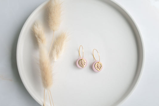 Clay earring | blush leaf mini hoops | spring collection