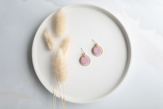 Clay earring | mauve dainty dangles  | spring collection