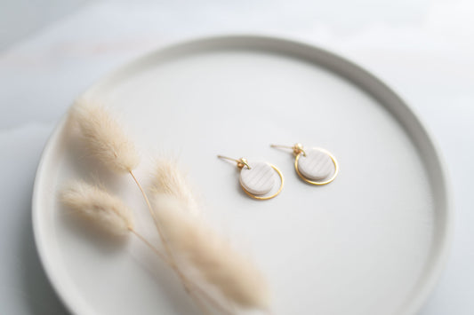 Clay earring | ivory dainty dangles  | spring collection